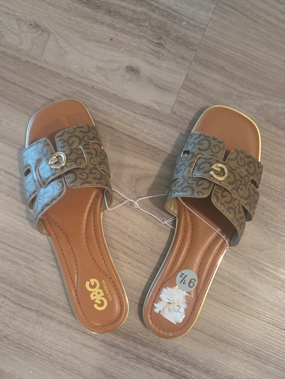 Brown Monogram Slide Sandals